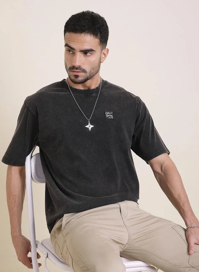 ديفيرينس أوف أوبينيون تيشيرت مطبع بقصة واسعة وغسيل حمضي للرجال